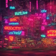 AI generated image of a city street with lights